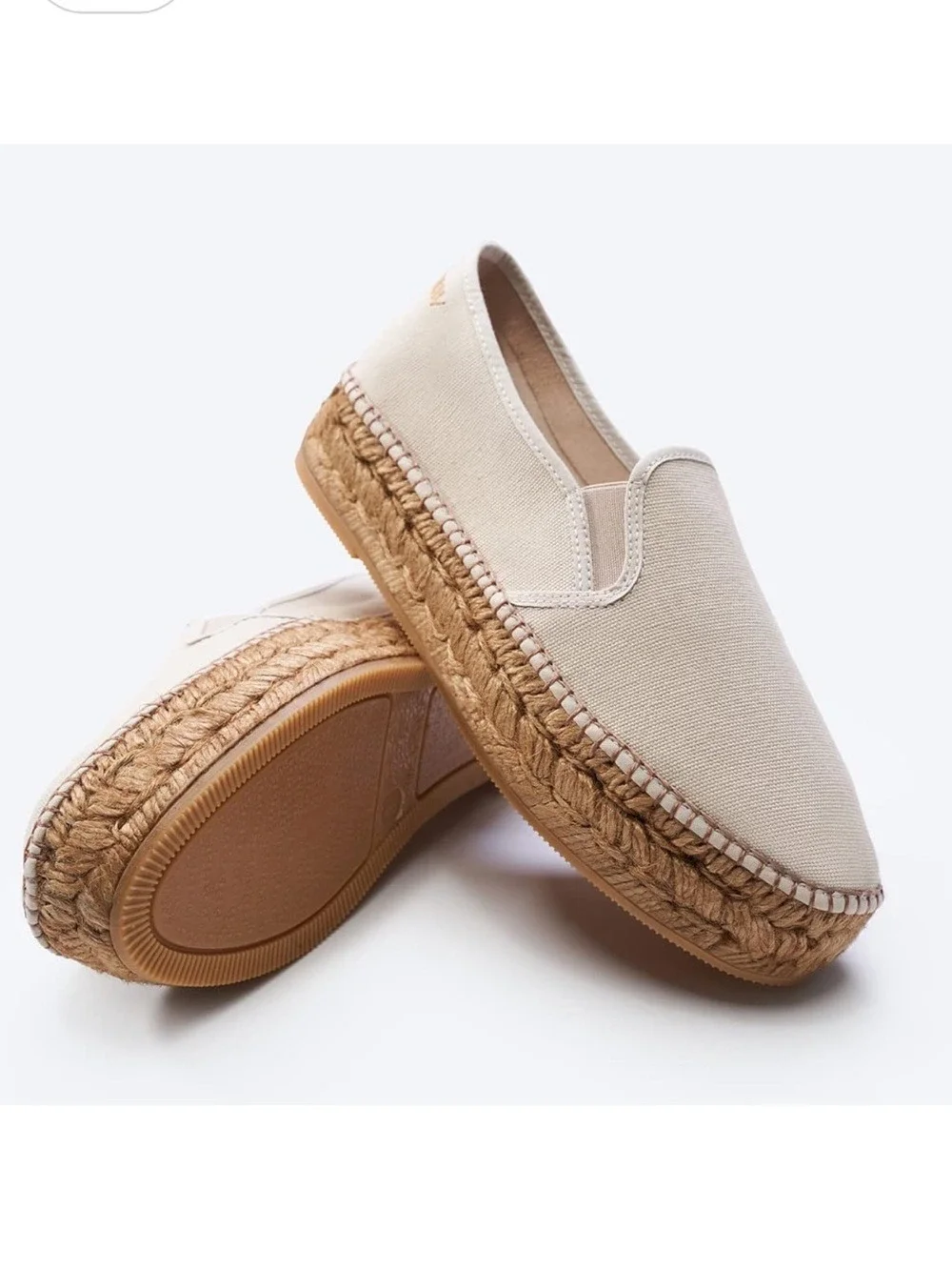 Viscata Barcelona Platform Espadrilles Beige Organic Canvas Spain Size 10/41